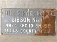 Early Cities Service Gas Co. Heavy Embossed Sign