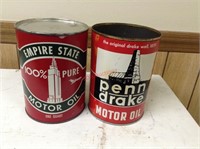 Lot of 2 Vintage Empire & penn Oil Cans 1 qt