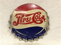 Early Pepsi Double Dot Tin Bottle Cap 13 1/2"