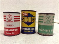 Lot of 3 Sunoco, 2x Cities Service cans