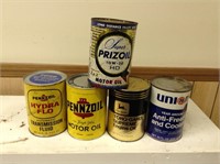 Lot of 5 Vintage 1 Quart Motor Oil Cans