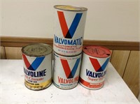 Lot of 4 Vintage Valvoline Oil Cans 1 qt