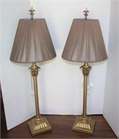 Cast Candle Stick Table lamps with Gilt