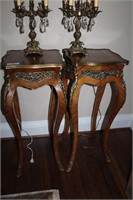 Pedestal Tables with Parquet Veneers and