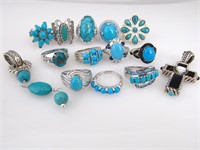 Group of Sterling and Turquoise Jewelry