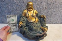 10" Buddha Sculpture Modern Gold/Green