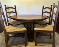 Rustic Pine 47" Round Table w/ 4 Chairs