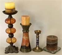 Metal and Glass Candle Holders (4)