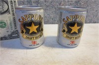 2 unique Beer Cans Sapporo Imported 3" vintage