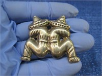 sterling mexico brooch (2 men & sombreros)