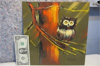 11.5" OWL signed Oil vintage Art "Ashbrook"