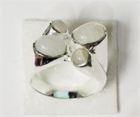 49L- Sterling silver white opal ring -$360
