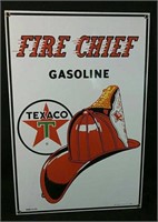 Vintage Texaco enameled sign - 10-1/2x16"H