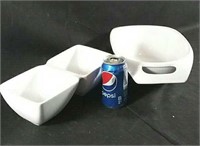 Two white serving dishes