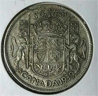 1939 Canada half silver dollar