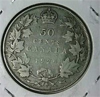 1929 Canada silver half dollar
