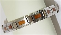 25L- Stainless Steel wood inlay bracelet -$200