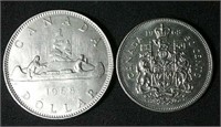 1968 Canada dollar & half dollar coins