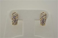 10k Genuine Tanzanite & Diamond Earrings