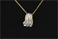 10K Gold Diamond Baguette Necklace