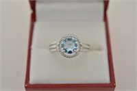 3ct Blue Topaz & Diamond Ring