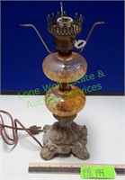 Vintage Glass Lamp w/ Metal Base