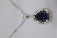 18ct Genuine London Blue Topaz Necklace