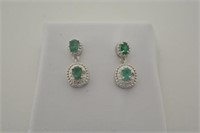 Genuine Emerald & Diamond Earrings