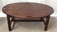 Vintage Dark Pine Wood Butlers Table - 4B