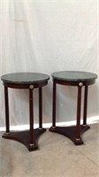 Wood & Marble Topped Side Matching Tables - 4A
