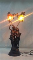 Metal Framed Amber Glass Statue Lamp - 3E