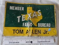 Vintage Metal TEXAS FARM BUREAU Sign