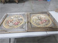 Pair of Tapestries in Rustic Frames