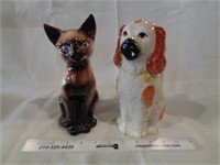 Vintage Dog Pitcher & Cat Figure
