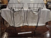 Pair of Iron Basket Stands