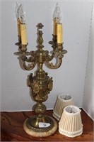 Antique French Bronze Lamp with Four
