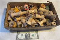 Box Vintage wooden thread Spools