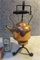Neat Copper~Metal hanging Teapot w/ Warmer