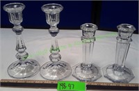Vintage Two Pairs of Glass Candlesticks