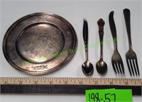miscellaneous Vintage Silver-Plated Saucer & Utens