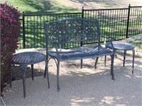 Metal Outdoor Bench with Two Matching