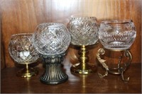 Four Pressed Glass Rose Bowls on Assorted