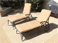 Two Metal Frame Chaise Lounges with