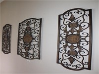Set of Three Scrolled Metal Wall Panels