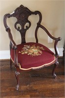 Ornately Carved Arm Chair with