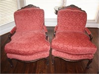 Upholstered French Arm Chairs with