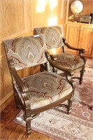 French Style Upholstered Arm Chairs