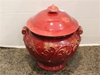 Brick Red Urn Shaped Jar with Lid