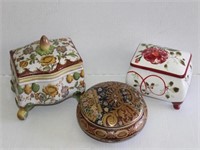 Three Ceramic Boxes with Lids
