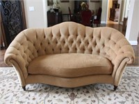 Upholstered Couch in Gold on Gold Tone